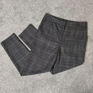Halogen Pants Womens 4 Gray Plaid Slim Ankle Lined Work Office Chic Librarian